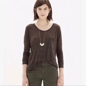 NWOT Madewell Roster Pocket Tee Shirt Brown Sz XXS
